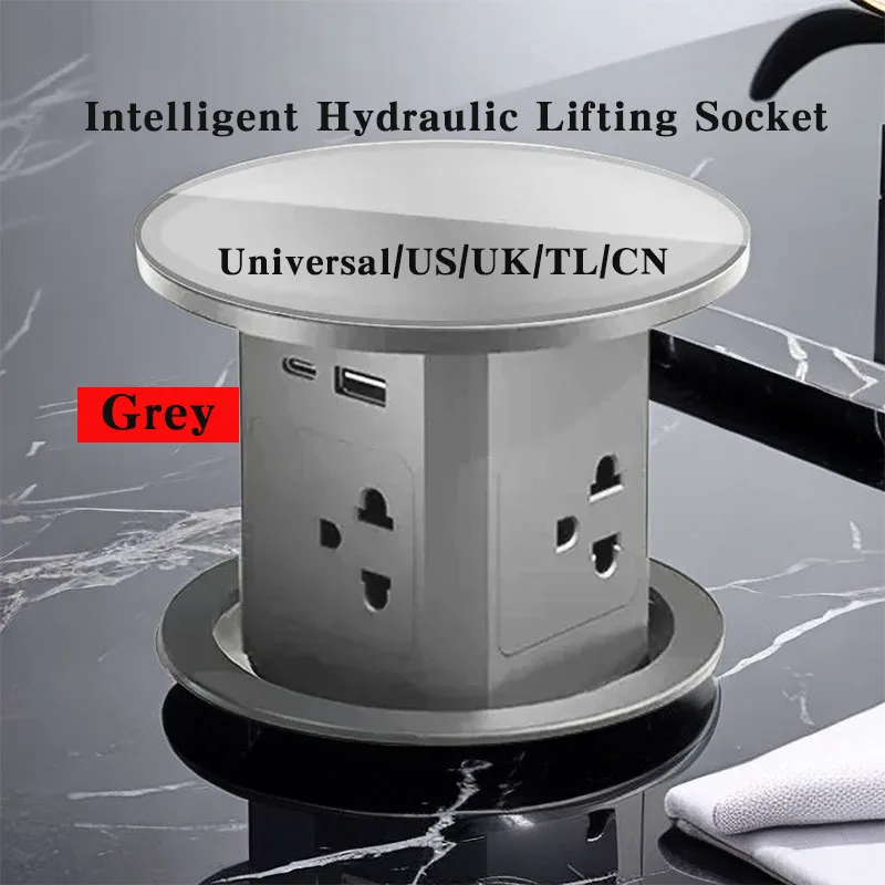

Intelligent Hydraulic Lifting Socket US/UK/TL/CN/Universal Plug Adapter, Surrounding Sockets On All Sides,Hidden Installation
