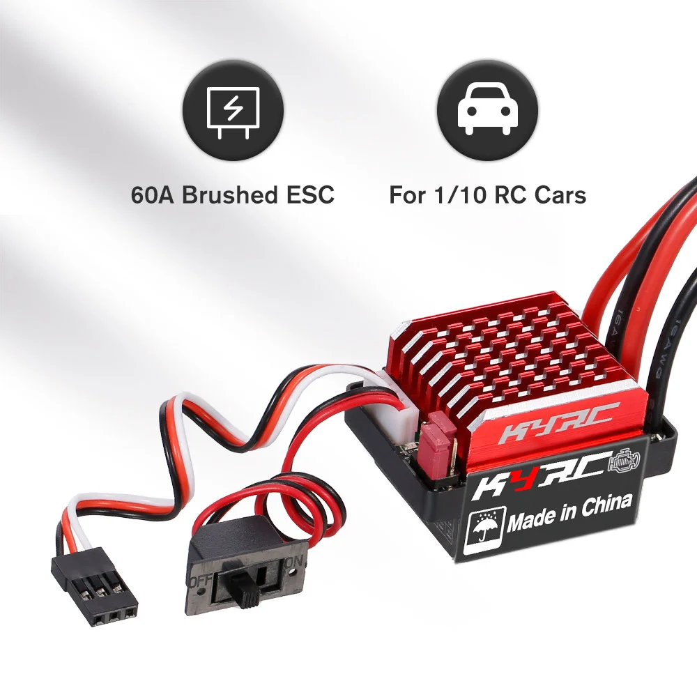 

60A Brushed ESC Electric Speed Controller 6V/2A BEC for 1/10 RC Car Traxxas TRX4 Trx6 D90 HSP Redcat 4WD Tamiya Axial SCX10 HPI