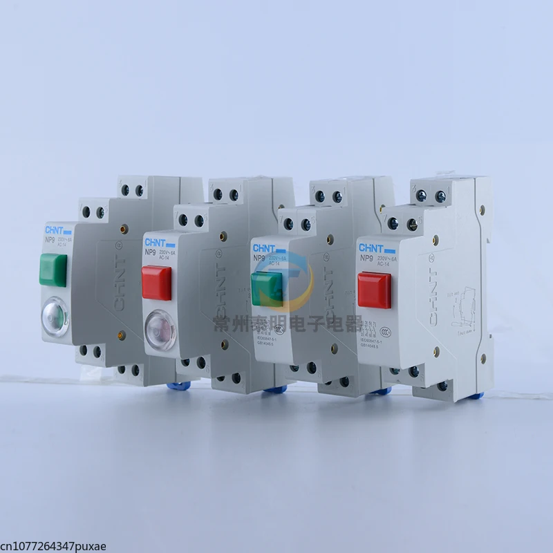 CHINT NP9 AC DC 220 В 24 Кнопочный переключатель на DIN-рейку Сброс с подвижным сигналом