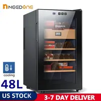 NEEDONE 48L Electric Cigar Cooler Humidor Intelligent Control Temperature Humidity Spanish Cedar Adjustable Shelves Home