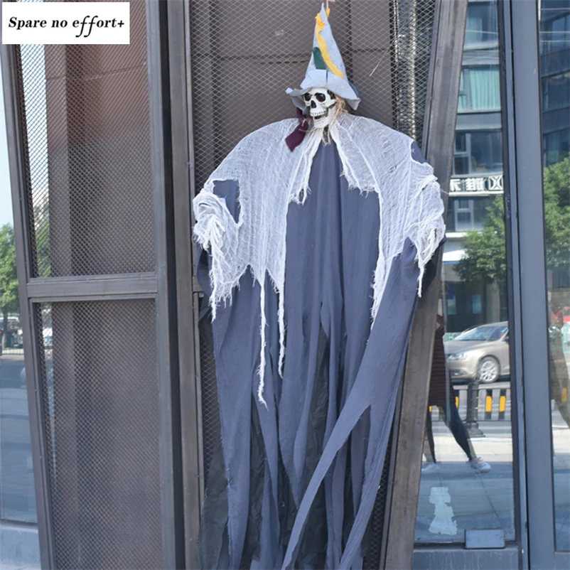 

Halloween Electric Luminous Hanging Ghost Decoration Halloween Party Haunted House Induction Skull Hanging Ghost Ornaments