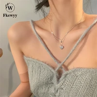 fkewyy double heart necklace y2k necklace designer jewelry high end chokers collarbone chain diamond pendant statement necklaces