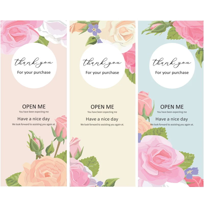 

30pcs Flower Thank You for Your Purchase Stickers for Small Business Gift Packaging Decoration Sticker Rectangle Sealing Labels