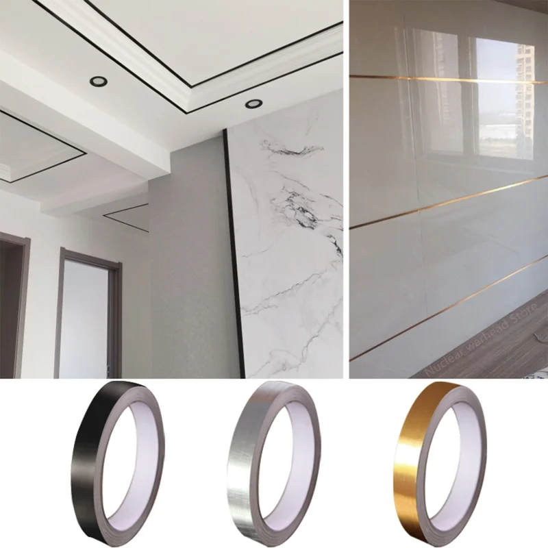 

50m 1roll Ceramic Tile Mildewproof Gap Tape Decor Gold Silver Black Self Adhesive Wall Tile Floor Tape Sticker Home Decorations
