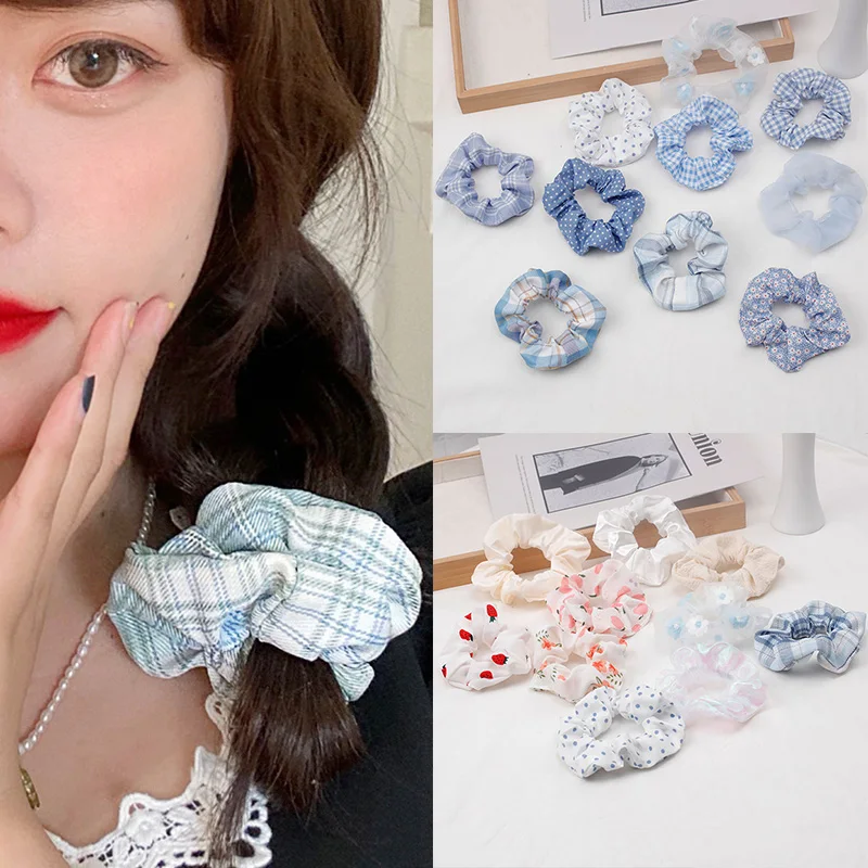 

41Pcs/set Plaid Hair Scrunchies Organza Solid Color Hair Rope Set Pack Ponytail Holder Hair Ties Korean Girls Hair Accessories