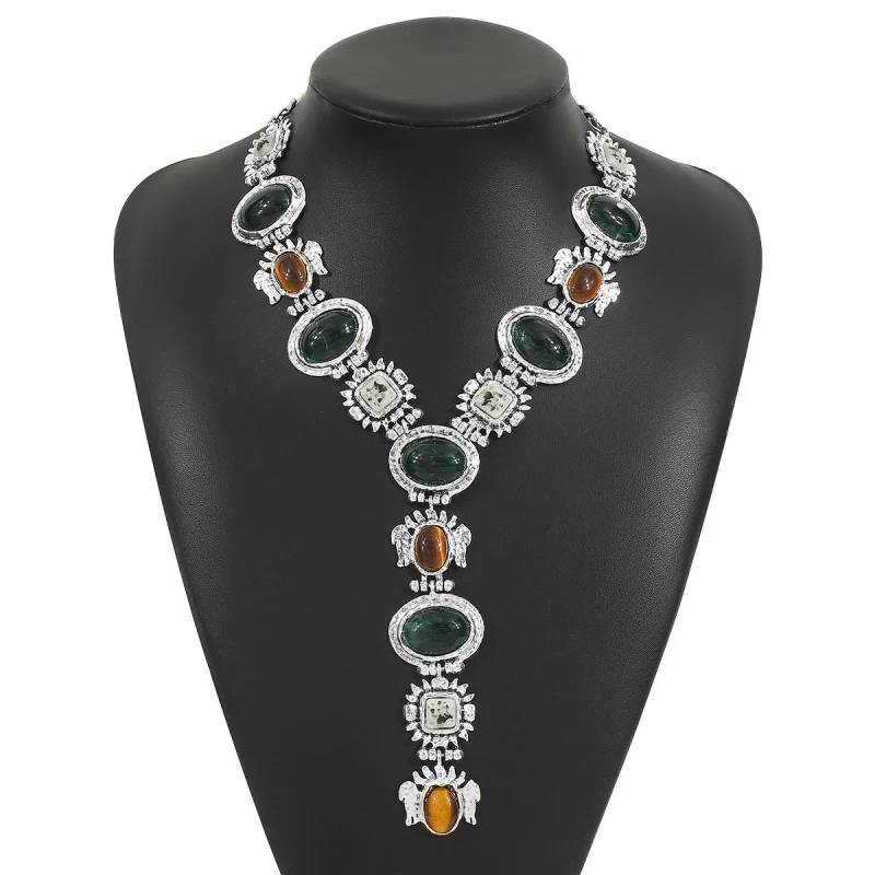 Ретро Барокко Ковбой Смола Камень Подвески Ожерелье Этнический Стиль Колье