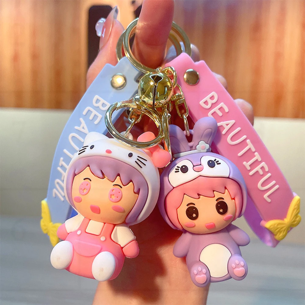 

kawaii Hello Kitty Anime Figure Sanrio Cartoon Model Hello Kitty Keychain Bag Pendant Backpack Decoration Car Keychain Accessory