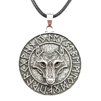 wolf pendant viking jewelry runes amulet vintage necklace mens womens talisman