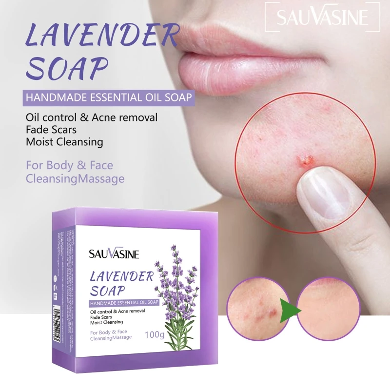 

Natural Beauty Bar Soap,Lavender Soap w/ Shea Butter for Face Body Moist Cleansing Bath Skin Soap Dark Spot Acne 2022 New