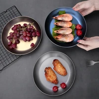 outdoor pure titanium plate high quality fruit round tray home high value japanese style pure dinner plate camping equipment