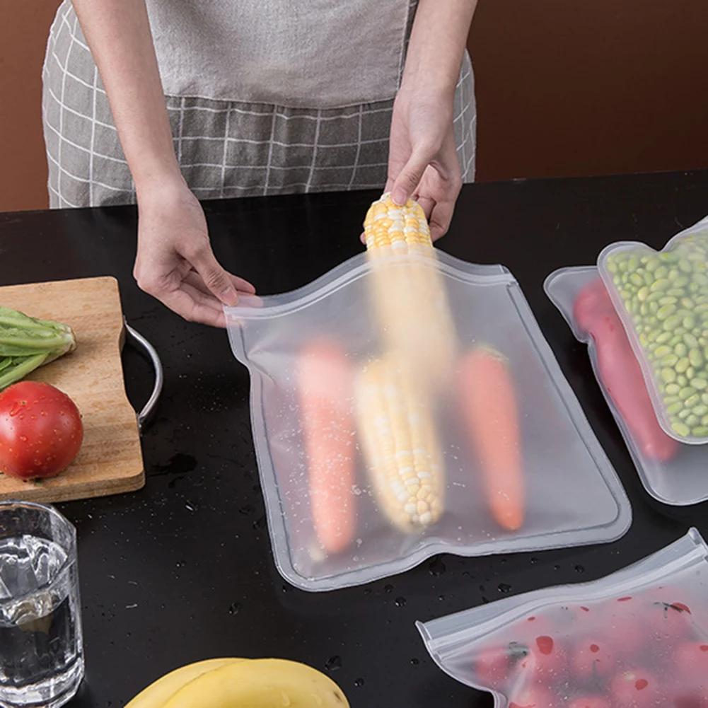 

Silicone Food Storage Containers Leakproof Containers Reusable Stand Up Zip Shut Bag Cup Fresh Bag Food Storage Bag Fresh Wrap