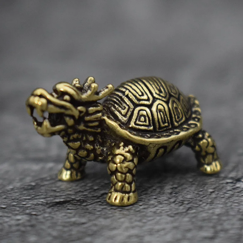 Сборная китайская латунная резная статуя животных Дракон Черепаха Морская