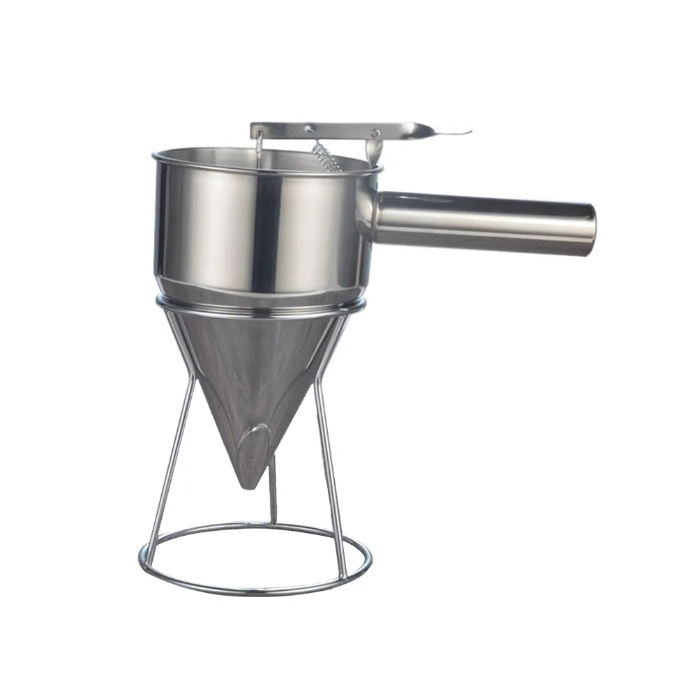 

Stainless Steel Pancake Dispenser Funnels Octopus Balls Tool with Stand for Cupcakes Pancake Maker Cooking Tool