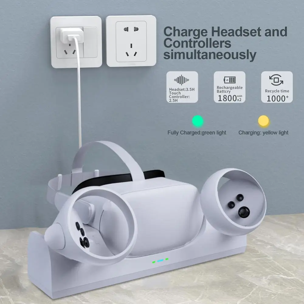 

For Oculus Quest 2 Vr Glasses Charging Dock Headset Handle Controller Charger Station Stand Base Set Left Right Handle Charger