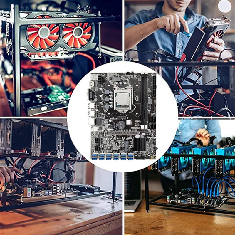 

B75 12USB BTC Miner Motherboard+CPU+4G DDR3 RAM+Fan+Thermal Grease+Switch Cable+Network Cable+SATA Cable LGA1155 MSATA