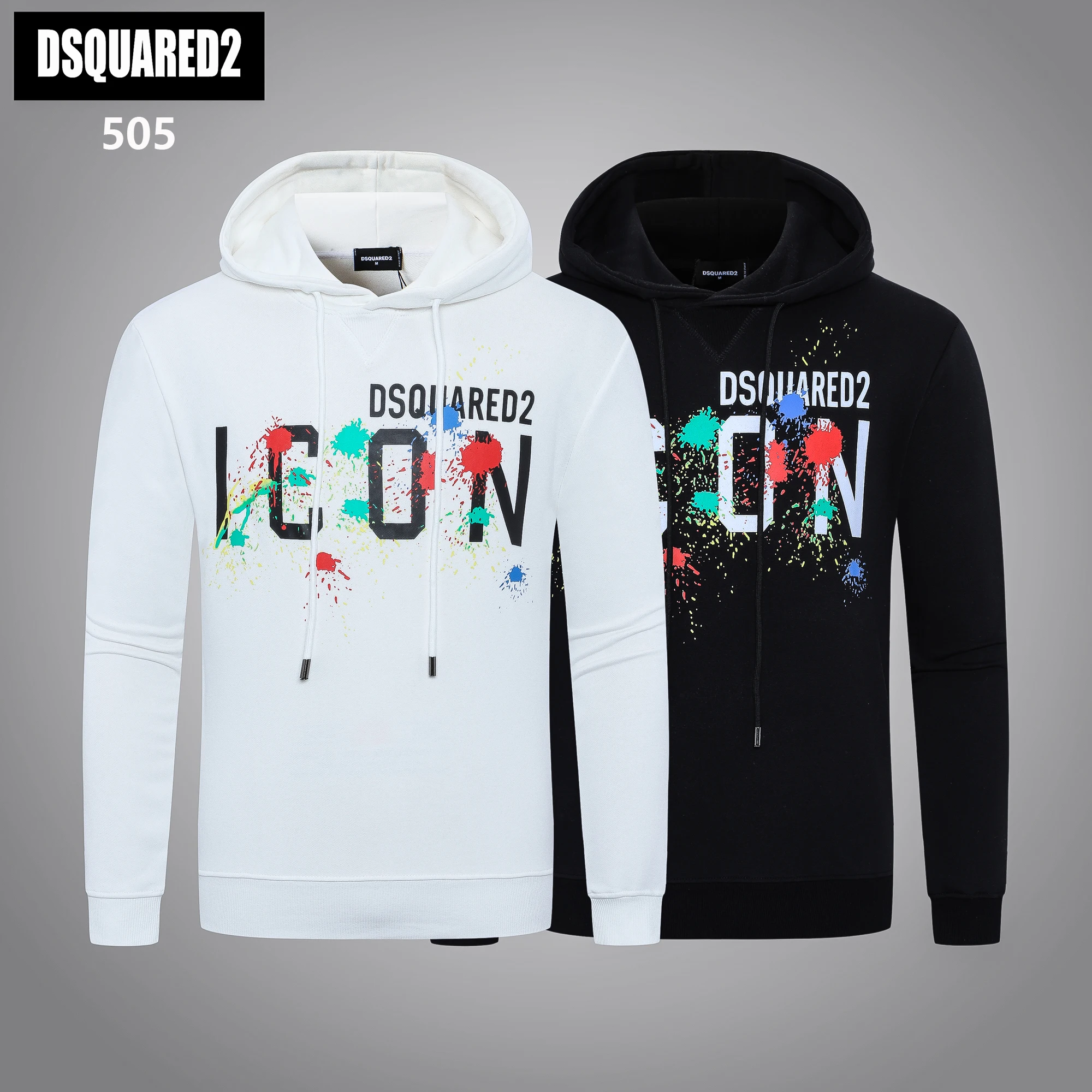 

2022 New Men's Dsquared2 ICON Letter Printed Casual Long Hoodie Sweatshirt Men Women Unisex Solid Casual Highstreet Male Tops