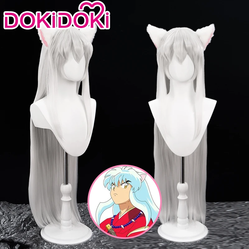 

В наличии, DokiDoki, искусственный парик, мужской парик для косплея Inuyasha, белый, длинный, термостойкий синтетический