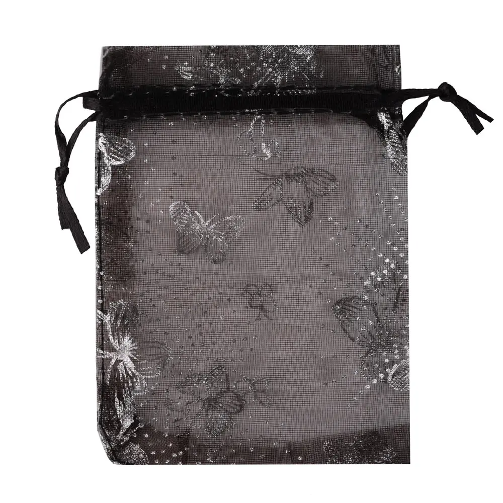 

50 шт. Пакеты из органзы Chanfar серебристые с принтом бабочек