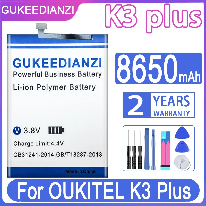 Сменный аккумулятор GUKEEDIANZI K 3 Plus 8650 мАч 8650 мАч для OUKITEL K3 Plus K3Plus аккумулятор + Бесплатные инструменты