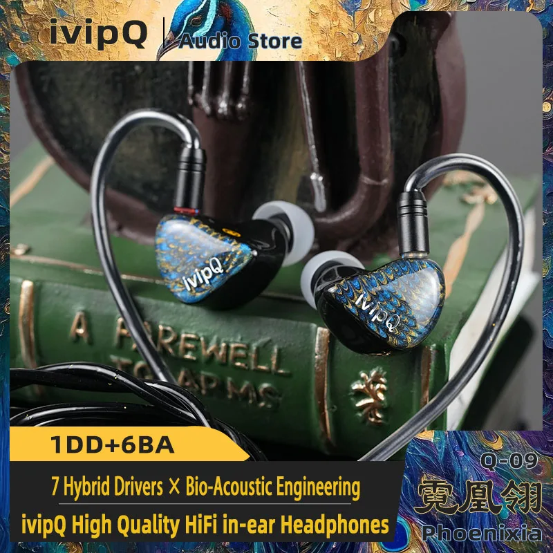 Фото ivipQ-Q09 Phoenixia Sound Balance in Ear HiFi наушники 1DD + 6BA динамический чрезвычайно музыкальный IEMs 4,4 мм 2-контактный кабель, для музыкантов №5