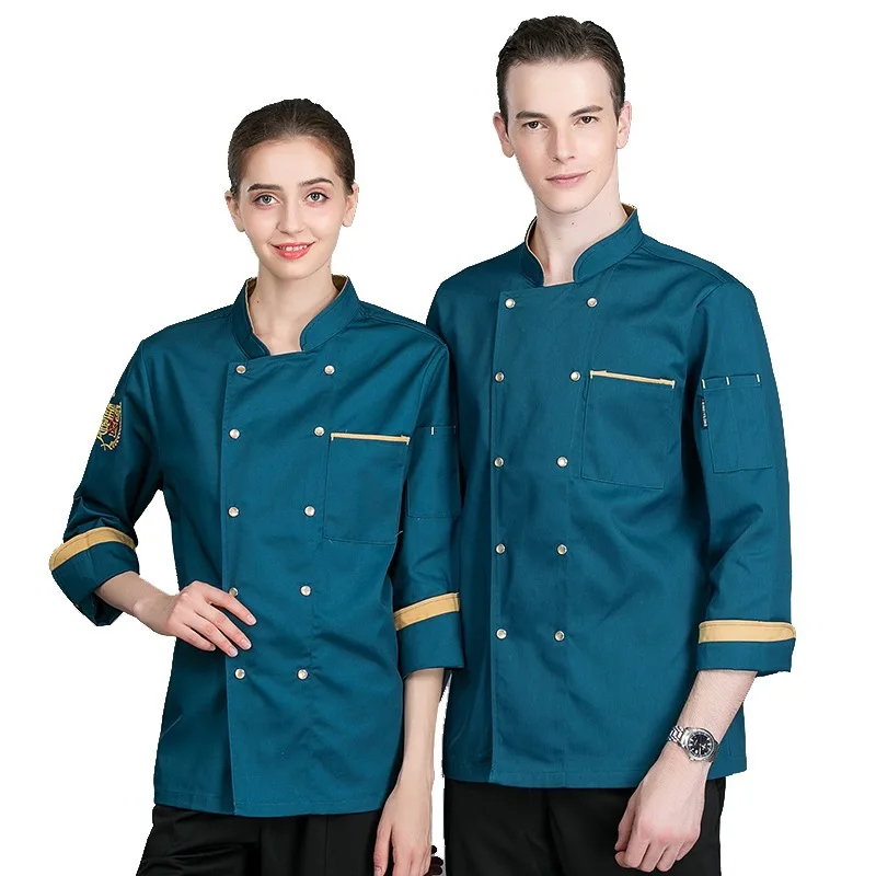 

C712 Long Sleeve Hotel Uniform Plus Size Jacket Cake Baker's Kitchen Wear W Chef Uniform Waiter Jacket Waitress Shirts