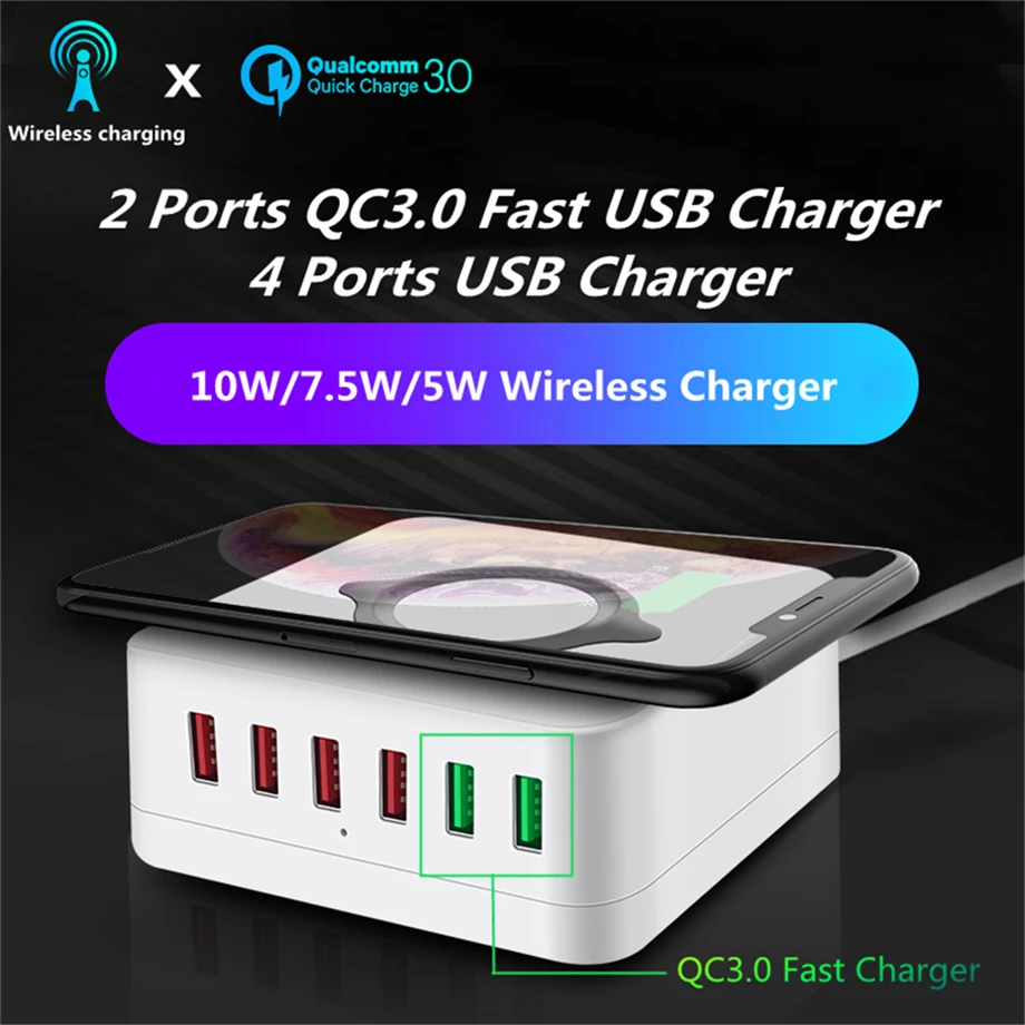 Зарядная Станция PzzPss с 6 USB-портами 72 Вт 10 |