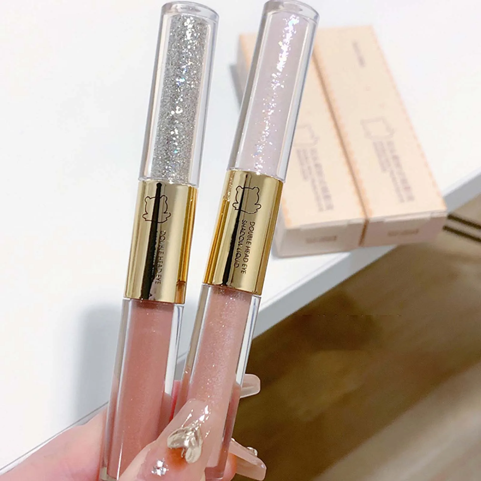 

Stylish Double-Headed Cut-off Liquid Eyeshadow Long Lasting Smudge-proof Eyeshadow Cosmetic Supplies