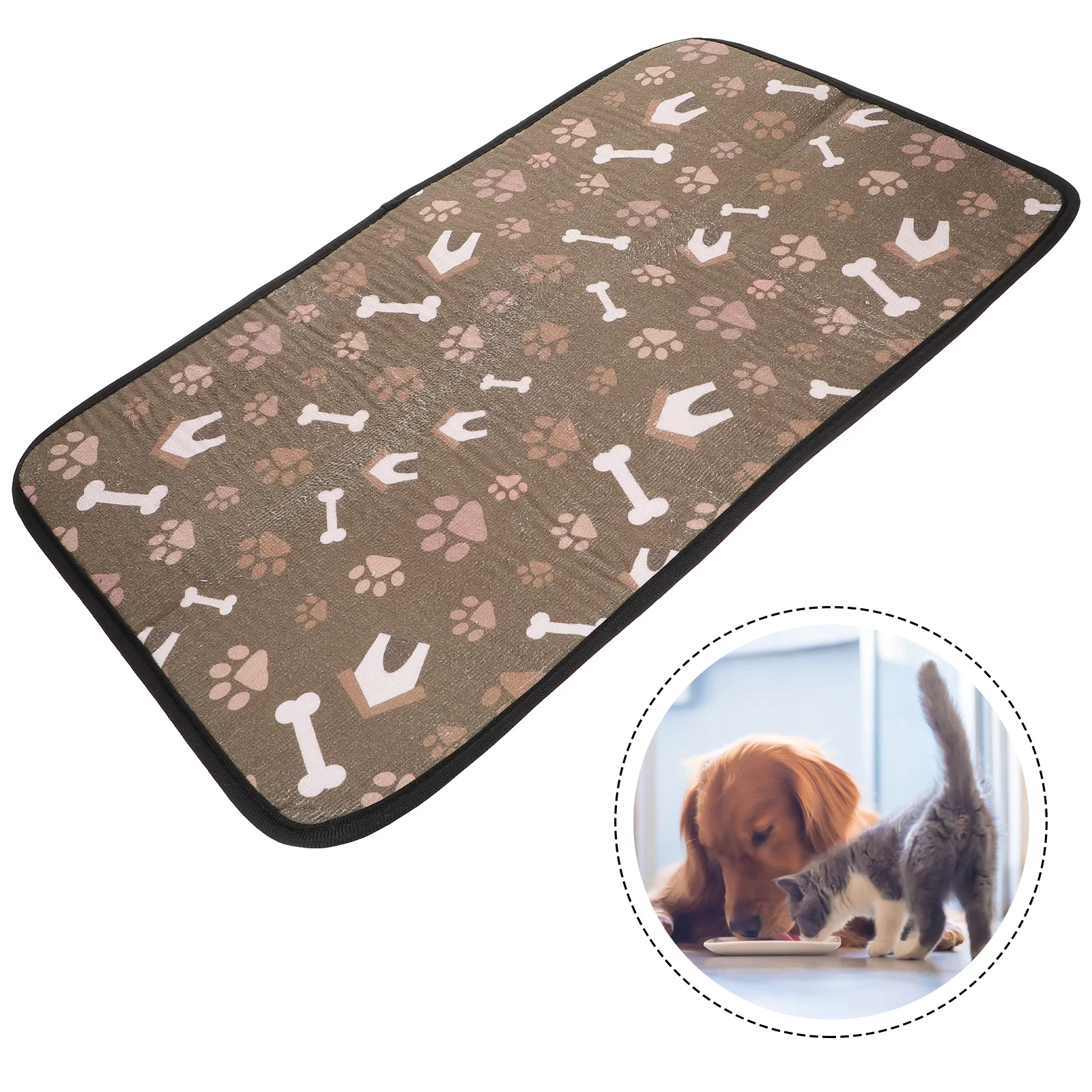 

Mat Bowlpet Dog Cat Feeding Placemat Puppy Water Insulated Reusable Thick Floor Cushion Accessory Practicalhousehold Convenient