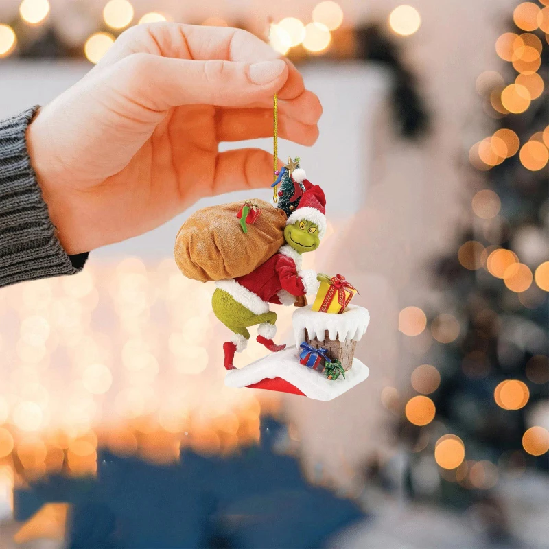 

6-9CM 2022 New Christmas Center Decorations Funny Green Animal Decorations Christmas Tree Christmas Stars Decorative Cute Glass