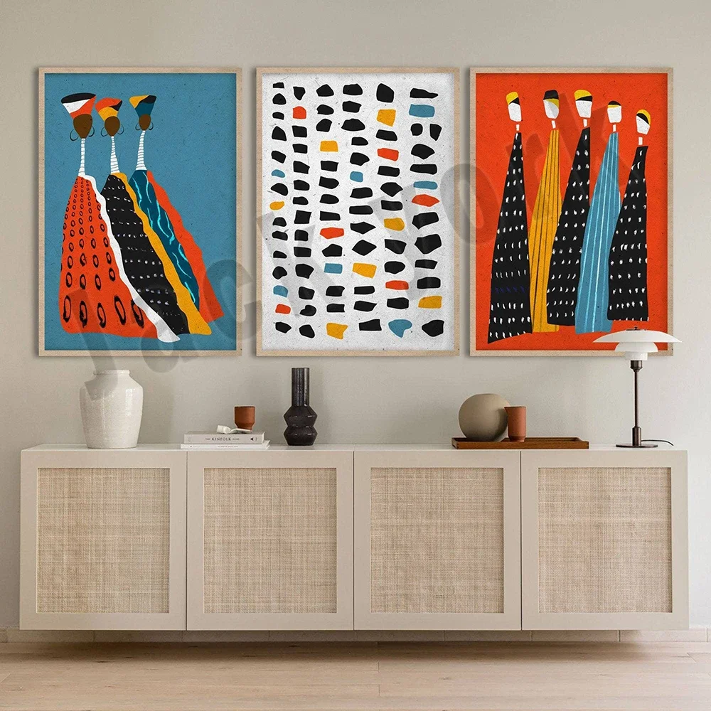 Плакат с африканской девушкой африканское искусство дерево Баобаб абстрактная