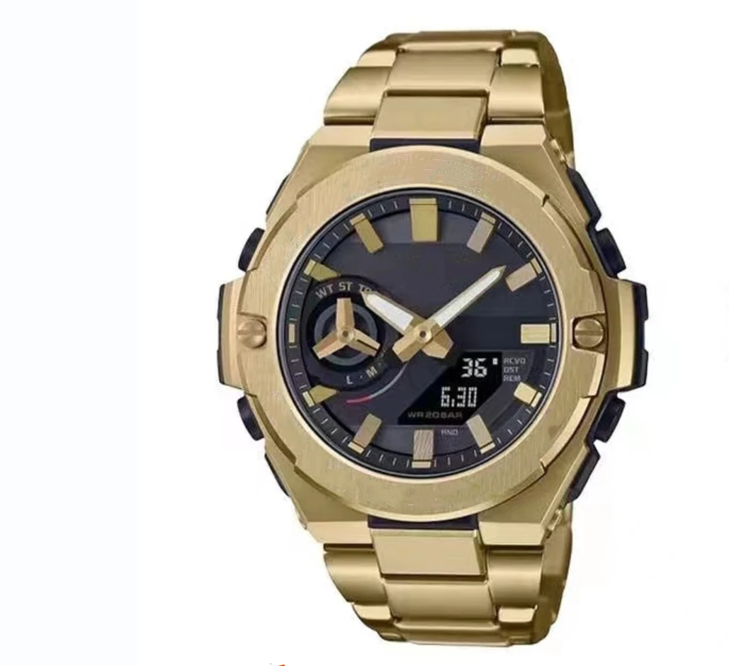 

GST Sport Digital Quartz Men's Watch Original Shock Watch Solar LED Dual Display Full Function World Time B500 Oak Series