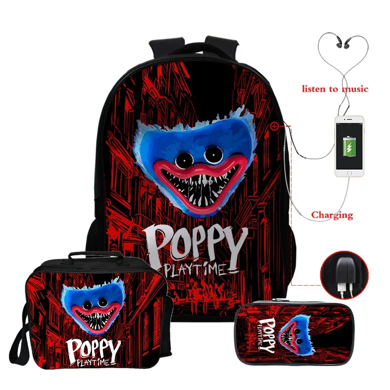 

3 шт./комплект, мужской рюкзак с принтом мака