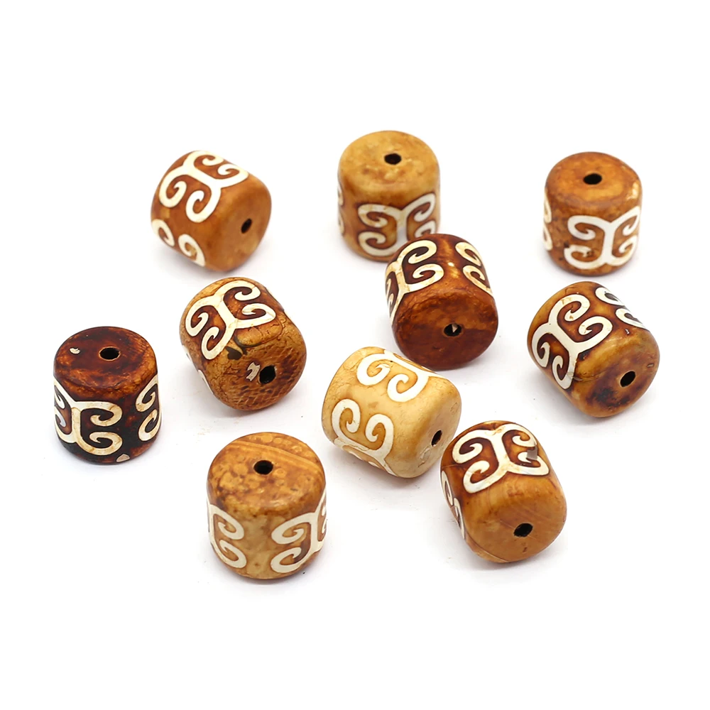 

Vintage 15x17mm Tibet Dzi Gemstone Beads Loose Spacer Beads for Jewelry Making DIY Women Necklace Bracelet Accessories