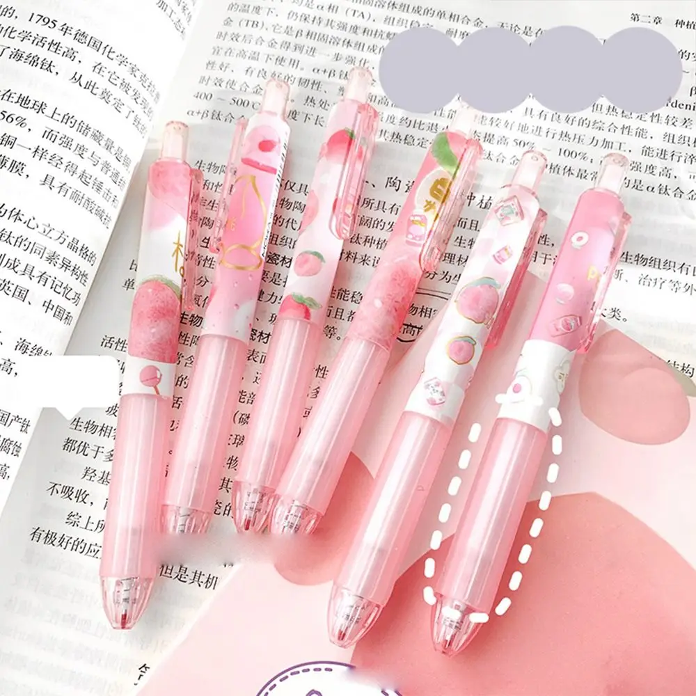 

6pcs Small Fresh Peach Gel Pens Set 0.5mm Black Ink Press Neutral Pen for Writing Office School Stationery Kawaii Ballpoint Pen