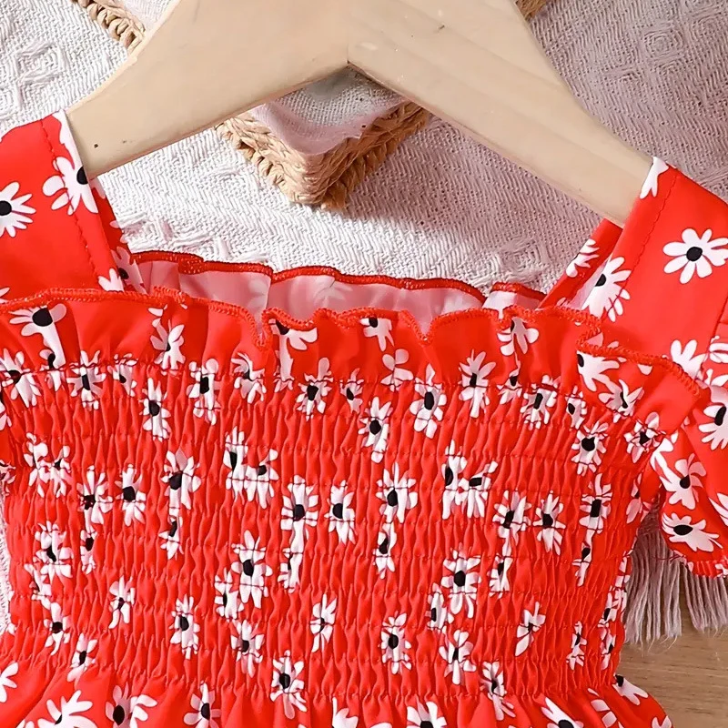 Летнее Клетчатое Хлопковое Платье Для Маленьких Девочек С Короткими Пышными