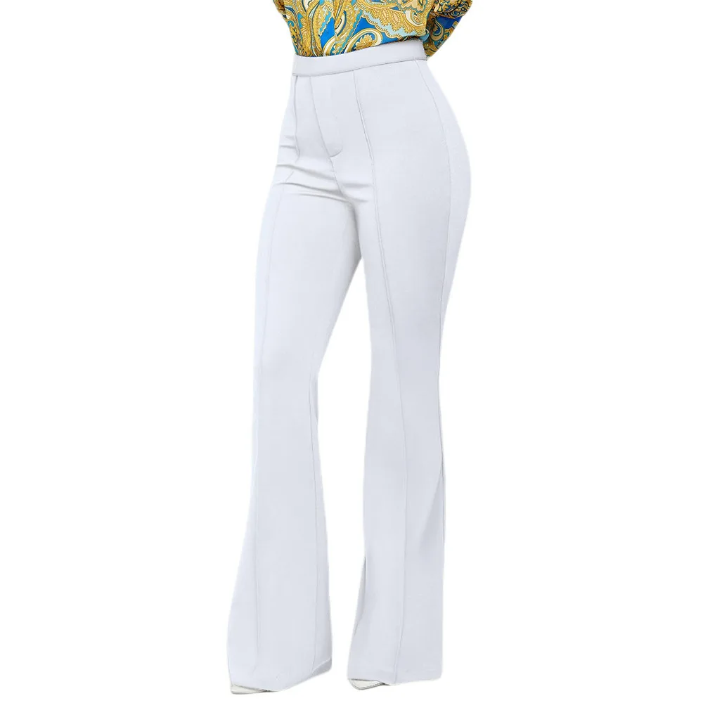 

Newest Women's White Pants Fashion Self-cultivation High Waist Personality Flared Trousers Blazer Pants for Women Wide Leg Pants