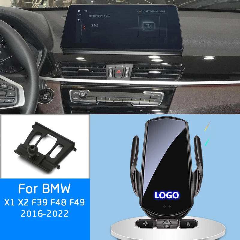 Специальный автомобильный держатель для телефона с поворотом на 360 ° для BMW X1 X2 F39 F48 F49 2016-2022 Беспроводная зарядка 15 Вт встроенный аккумулятор GPS кронштейн