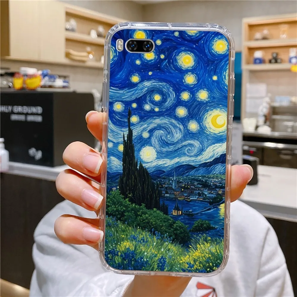 V-Van Gogh Starry Sky Art Phone Case For Huawei Mate P10 P20 P30 P40 P50 Smart Z Honor 50 60 70 Pro Lite Transparent