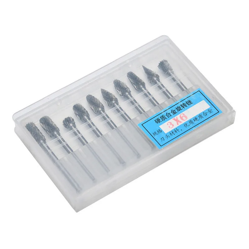 

10 Pce Hard Steel Grinding Head Alloy Rotary File Electric Drill Grinding Head Electric Grinding Hardware Accessories