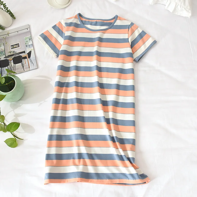 Women Sleepwear Night Gown Cute Ladies Summer Cotton Nightdress Home Wear Thin Style Pajamas Can Be Worn Outside Sleeping Dress