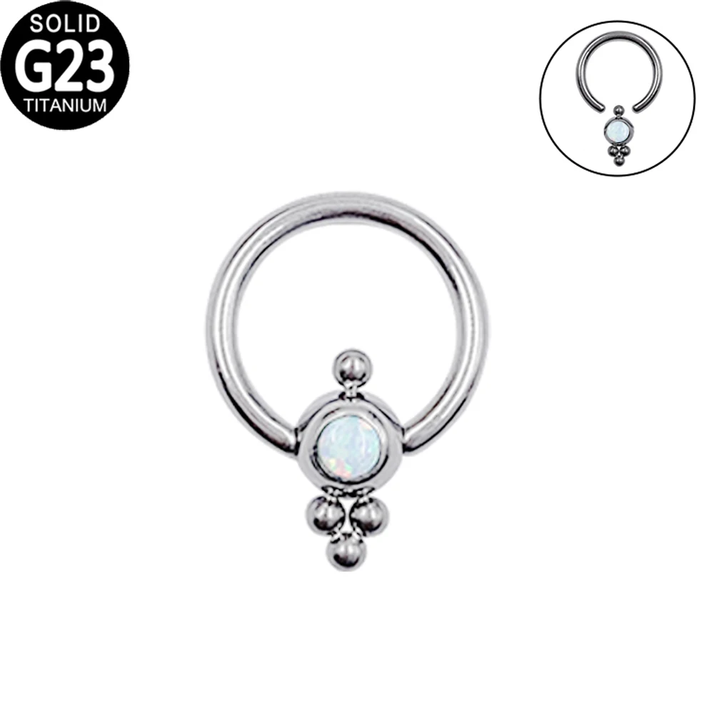 G23 Titanium Opal Nose Ring CBR Piercings BCR Ball Closure Ear Septum Helix Tragus Labret Rings Women Piercings Body Jewelry