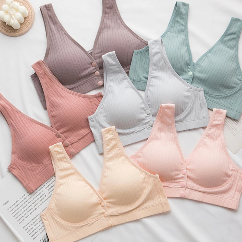 

Pregnant Women Bra Vest Type Gathered Anti-sagging Breastfeeding Pregnant Women Underwear Female Middle Open Buckle Cotton Bras