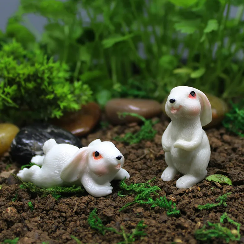 

Cute Resin Rabbit Ornament Family Micro Landscape Decoration Mini Rabbit Crafts Miniatures Figurines For Home Decor Rabbit Acces