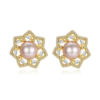 meibapj new fashion 925 genuine silver natural freshwater pearl flower stud earrings fine wedding jewelry for women