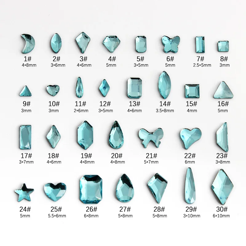 Beautiful Lake Blue Flat Back Glass Nail Art Rhinestones Apply To Manicure Ornament Accessories Gems Crystal