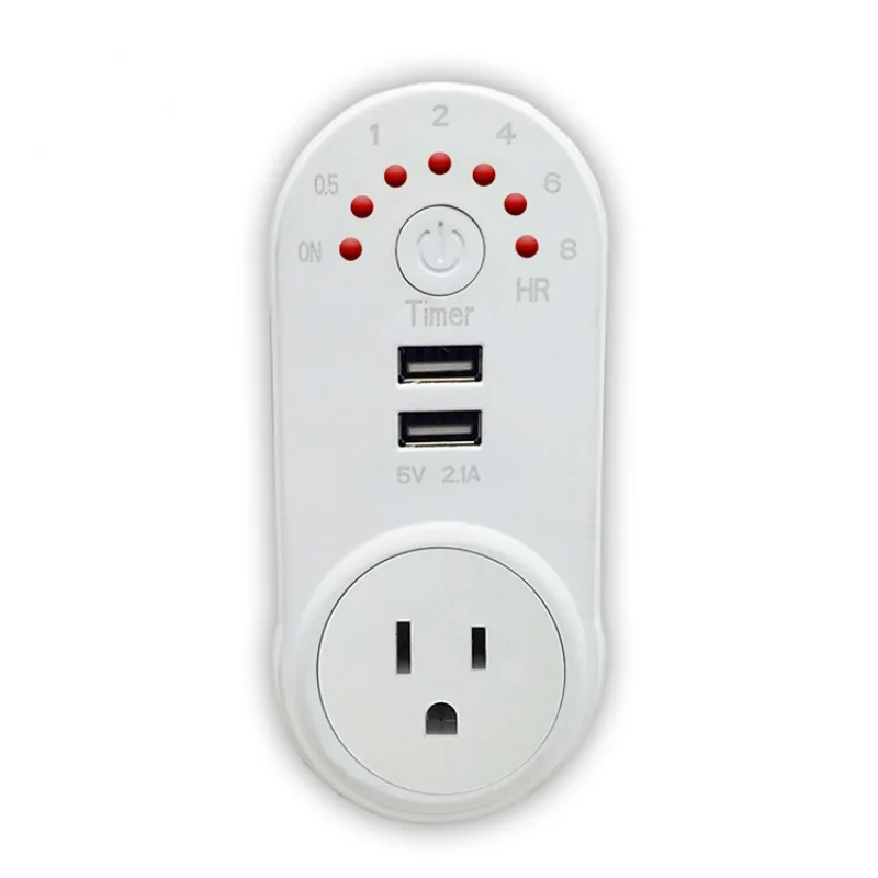 

American Style USA T with Two 5V 2.1A USB Sockets with Countdown Timer Control for Home Applicance 15A