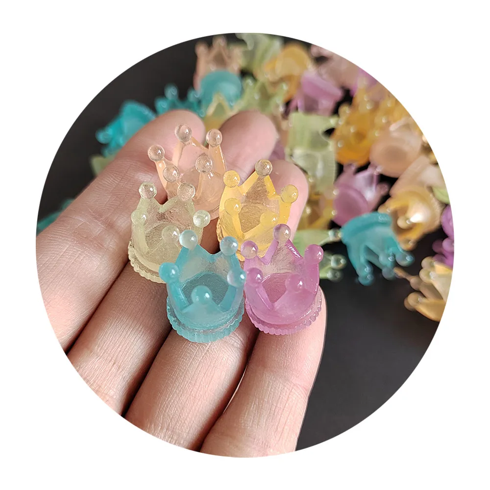 

Miniature Luminous Cute Crown Resin Cabochon Scrapbooking For Phone Decor DIY Craft Jewelry Making Headwear Accessories