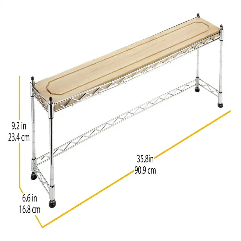 

2023 Sink Wire Shelf - Organizer - Wood & Chrome - 35.8" x 6.6" x 9.21" 40lb capacity