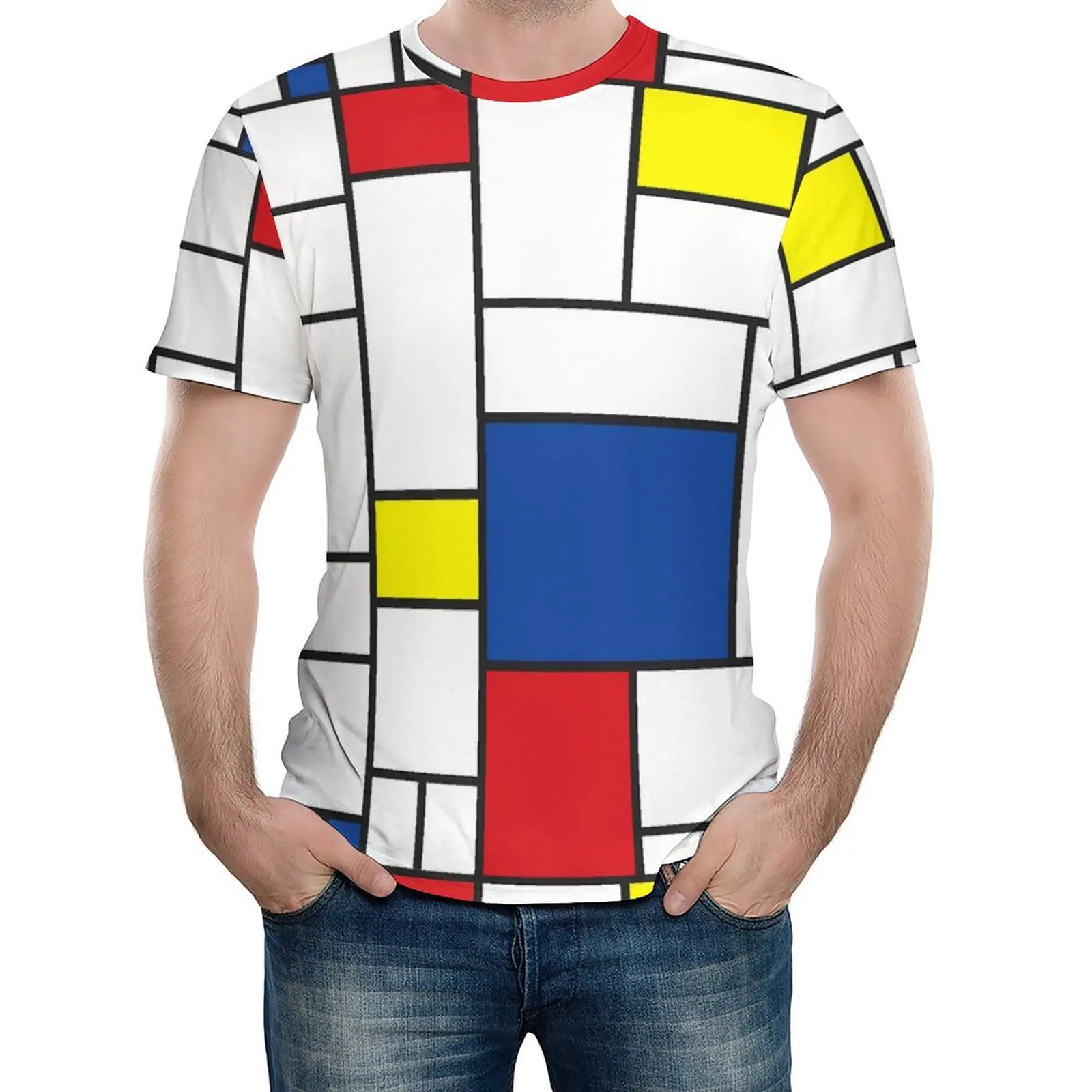 

Geometric De Stijl T-Shirt Modern Art Trending T-Shirts Short-Sleeve Custom Tshirt Cheap Summer Essential Big Size Clothing