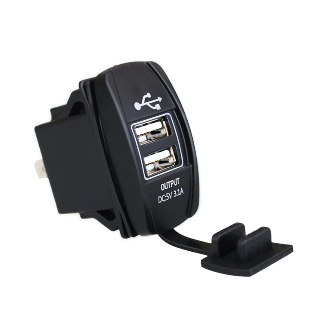 

Dual USB Socket Power Charger Rocker Switch LED Car Boat 12V 24V LED Indicator Charging Faster & Safer Dustproof Heat-resistance